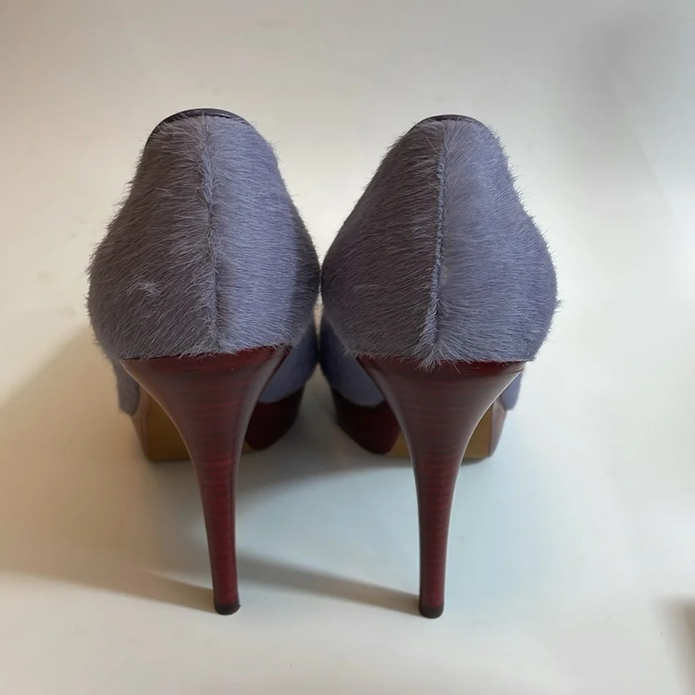 Donald J Pliner purple fuzzy leather platform heels size‎ 7.5M